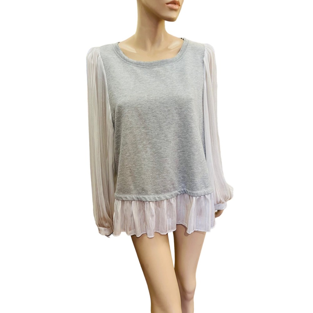 Anthropologie Akemi Kin Chiffon Sleeve Pullover Sweater Top Size large